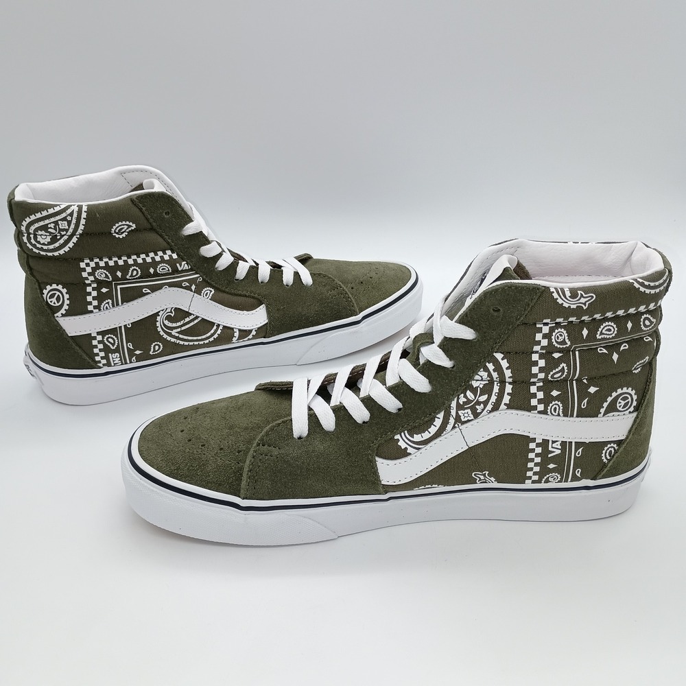 Vans Sk8-Hi Peace Paisley Grape Leaf Green High Top Shoes Mens 9 Womens 10.5 New - Picture 6 of 10